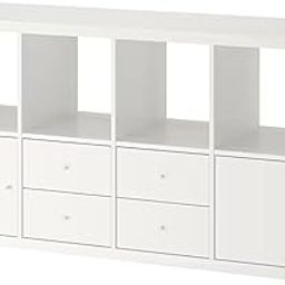 All Media KALLAX Shelving Unit with 4 Inserts, White, 147x77 cm (57 5/8x30 1/8 ")-picture-18