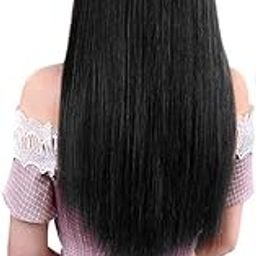 VIEWS 5 Clip in Natural Synthetic Long Hair Extension (24 inch, Black)-image-31