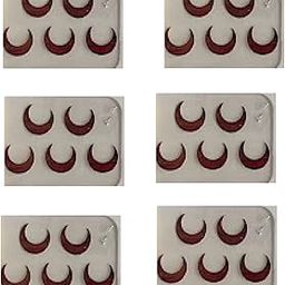 OJ Plain Chandrakor Maharashtrain Tikali Maroon Color Sticker Bindi Bindiya Tikka Giftable Forehead Skin Friendly Glue Half Moon Shape Traditional For Womens & Girls Pack of 6 Size -11-image-73