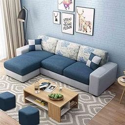 Casacomfort Rolando 4 Seater Fabric LHS L Shape Sofa Set (Blue-Light Grey)-picture-14