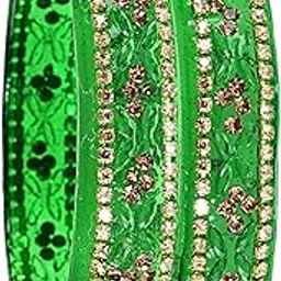 Transparent Glass Bangles Kada Set For Women & Girls Emblished with Gold Zircon Diamonds & Crystals | Stylish Girl's Bangles Bracelet | Designer Kangan Wedding, Party, Daily- Set of 2 Bangles-picture-42