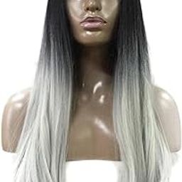 Enakshi® 26'' Two Tone Long Straight Full Wigs Ombre Synthetic Wig With Bangs+Net Cap|Health & Beauty | Hair Care & Styling | Hair Extensions & Wigs | Wigs & Hairpieces-image-29