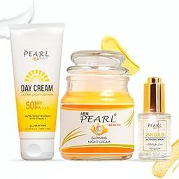 A. R. M pearlbeauty ARM Pearl Beauty Day Cream With SPF 50 Suitabe For All Skin Types, 24K Gold Activating Serum, Glowing Night Cream Combo Offer | Set Of 3-9