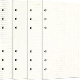 Zelten 1 Pack A6 80 Sheets/160 Pages 4 in 1 Lined Squared Dotted Blank Loose Leaf Punched Paper Refills Paper for 6 Hole Binder Personal Organizer Diary Notebook Refillable Planner-image-14