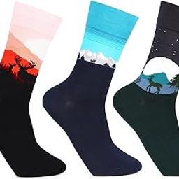 Men's Seasonal Reindeer Trio Designer Socks ||Men's Bold Crew length socks || Socks for Men || Free Size Multicolor Calf lenth men socks -PO3-image-36