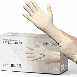MEELANA Latex Hand Gloves|Medical Grade 4gm|White|Food Grade|Ce Approved|Non Sterile|Medical Examination|All-Purpose|Powdered|Cleaning|Examination Gloves Pack of 100 (White, XL)-image-11