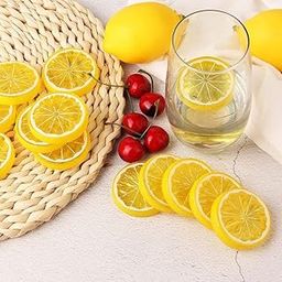 royalkart® 20Pcs Artificial Lifelike Lemon Lime Slices Decorative Blocks Fake Fruit Used for Photography Props Home House Kitchen Party Wedding Decor Desk Ornament DIY Craft(Yellow)-image-21