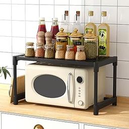 HOKIPO Plastic Microwave Stand for Kitchen Platform OTG Shelf, Stand Over Oven Storage Rack Shelf, Black (AR-6003)-image-15