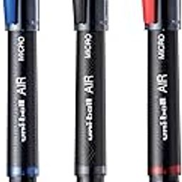 UNI-BALL Air UBA188M 0.5mm Roller Ball Pen | Blue, Black & Red Ink, Pack of 3-image-38