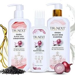 Trunext Onion Black Seed Hair Fall Control Shampoo for Complete Solution - 300ml, Hair Conditioner for Women - 300ml, Hair Oil original Healthy & Strong Hair - 200ml Men & Women (Combo Pack of 3)-16