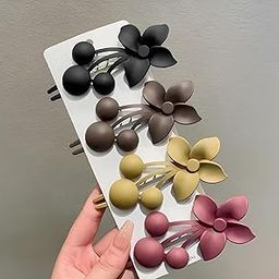A2Z S Mart Matte Finish Floral Hair Clip Set for Girls & Women – 4-Pack Soft Touch Flower Hair Accessories – Non-Slip Designer Hairpins for Everyday-image-1