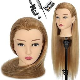 Mannequin Head with 28" Blonde Hair | Cosmetology Manikin Doll Head for Braiding & Styling | Hairstylist Training Practice Head | Includes Free Clamp for Cosmetology Students-13