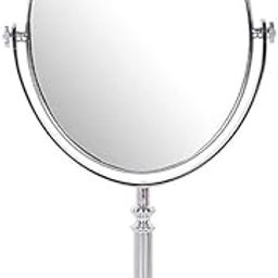 Swimero,Makeup Mirror | Magnifying Mirror Makeup | Double Side Magnification | Tabletop Vanity Hand Mirrors Stand | 5X and 1X| (Men & Women-Silver)-35