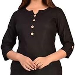 Black Women's Ethnic Casual Top for Regular use Cottonblend-image-0