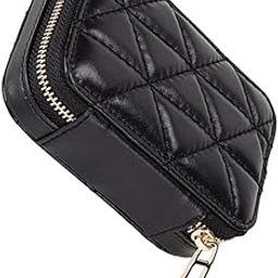 VALICLUD Purse Black Lipstick Case, Genuine Leather Lipstick Case with Mirror Mini Cosmetic Jewelry Box Storage Lipsticks Holder Bag/Christmas & New year Gift Woman Wallet, Black, 10.5X7.5X3.5CM, Centimeter-image-62