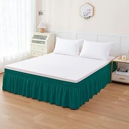 TSM BEDDING - Wrap Around Bed Skirt for King Size (72” x 72” Inch) - 18” Inch Drop Length Wrinkle Free Brushed Microfiber Fabric Bed Skirt | Easy Elastic Feet | Machine Washable | Teal-image-32