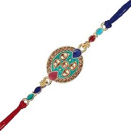 eCraftIndia Beautiful Kundan Diamond Designer Rakhi with Roli Chawal Pack - Rakhi for Brother, Bhaiya, Bhai-image-40