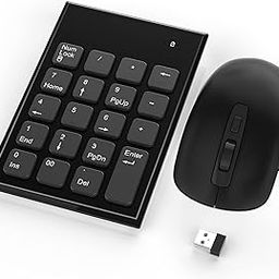 Wireless Number Pad and Mouse Combo,2.4G 19 Keys USB Wireless Numeric Keypad,3 Adjustable Silent Mouse Speeds DPI 800/1200/1600,Set for Laptop,Notebook,Desktop,PC Computer-Use One USB Receiver-8