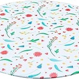 UJEAVETTE Round PVC Tablecloth Waterproof Table Cover Home Decor Red Flower-image-23