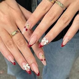 24 Reusable Artificial Fake Nail Set |Base Peach colour with White Bow Design Glossy Nails | Lightweight & Long Lasting| Quick Fix For Festivals & Special Occasions-15
