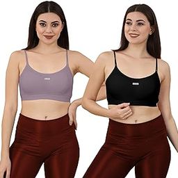 vihrik Women's Seamless Cotton Sports Bra Pack of 2 – Padded T-Shirt Bra with Removable Pads, Non-Wired, Anti-Sweat, Breathable Fabric, Full Coverage, Everyday Comfort-picture-0