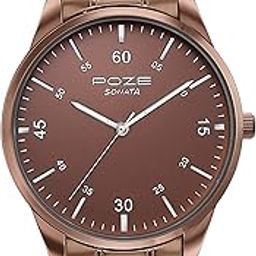 Poze Quartz Analog Brown Dial Metal Strap Watch for Men-picture-56