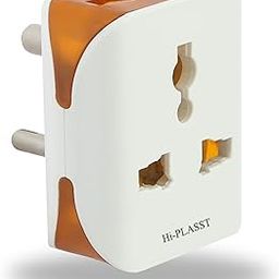Hi-Plasst (Pack of 2) Universal 3-Pin Multi Plug with Type D Socket – 2X 2-Pin & 1x 3-Pin Outlets, US/UK/EU to India Travel Converter Plug, 6A for International Devices (White & Orange)-4