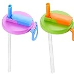 ATORSE Soda Can Lid with Straw Easy to Use Silicone Press to Seal for Standard Cans Blue Green-72