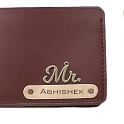 Customized Wallet and Keychain Combo for Men - Personalized Wallet Keychain Set with Name Printed - Leather Name Wallet Keychain for Men - Customised Gifts for Men with Name & Charm - Brown-picture-8