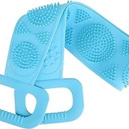 Midazzle Silicone Body Back Scrubber Double Side Bathing Brush for Skin Deep Cleaning, Dead Skin Removal Exfoliating Belt for Shower, Easy to Clean, Lathers Well for Men & Women (Colors May Vary)-picture-18