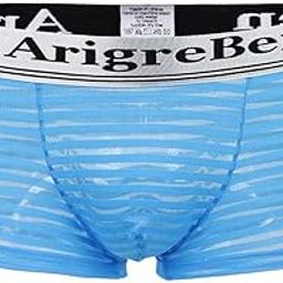 Men's Breathable Mesh Stripe Low Waist Boxer Briefs Underwear Shorts XL Blue | Clothing Shoes & Accessories | Mens Clothing | Underwear | 1 Piece of Boxer Briefs-image-6