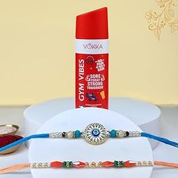 VOKKA Rakhi Gift for Brother – 1 Unisex Deodorant 150ml Gym Vibes with 2 Rakhis | Bright Evil Eye & Colour Beads Rakhi | Raksha Bandhan Combo Set for Bhaiya & Bhabhi-image-98