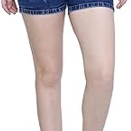 Stretchable Denim Mild Faded Cat Scratches Front Cross Pockets Shorts for Women-image-9