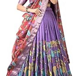 Women's Floral & Patola Print With Foil Work Tussar Silk Ethnic wear Tassels and Zip Closuer Readymade Lehenga Choli With Dupatta-image-56