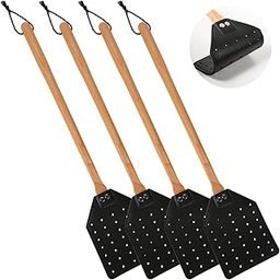 4pcs Fly Swatters, Leather Flyswatter Manual Heavy Duty Fly Swatter with Long Wooden Handle Hollow Out Wasp Swatter for Home Indoor Outdoor Kitchen-image-31