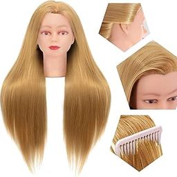 Rapidsflow Dummy For Face Make-up Practice/Hair Dummy For Hair Styling/Hair Dummy For Hair Styling Practice/Salon Mannequin For Hairstyle Practice (Free Clamp Stand) (Golden)-image-34