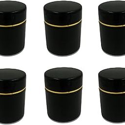 Hunky Dory 12pcs 100ml PET Jar Unbreakable Plastic Black Round Gold Ring Cosmetics Shan Container With Lid for Creams,Lip Balm, Body Butter, Essential oil, Costemic, Makeup Use (Pack of 12)-24