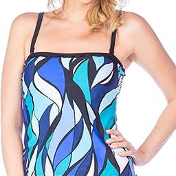 Women's Stained Glass Print Tankini Top, Cobalt, 12-image-46