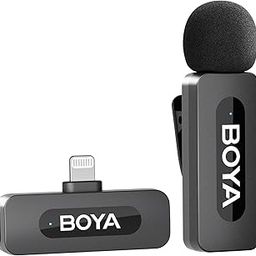 BOYA by-V1 Wireless Lavalier Microphone for iPhone, Mini Microphone, 2.4GHz Plug Play Clip-On Mic with Noise Cancelling for Vlogging Video Podcast Interview YouTube Recording-image-68