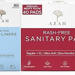 Azah Rash free Sanitary pads + Ultra soft panty liners | Sanitary combo pack for women | Pack of 20 Regular + 20 XL (without disposable bags) organic cotton pads and 40 liners | Made Safe Certified-image-21