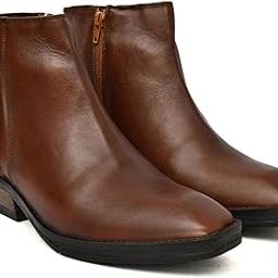 Mens Genuine Leather Tan Chelsea Boots | Formal Slip-On Ankle Boots for Office & Party-image-67