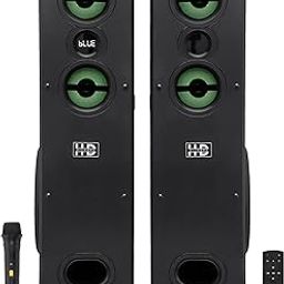 HD DIAMOND Signature Tower Speaker HD-1010BT 2.0 Channel with 250W Output, 10 inch Powerful Subwoofers, Bluetooth v5.0, USB, AUX, FM, 1 Wireless MIC, Volume/Bass/Treble Control, RGB, TWS, Karaoke-1