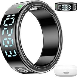 TZRSQL 2025 Health Tracker Smart Ring for Men and Women, Sleep Tracker, Exercise Health, Heart Rate, Blood oxygen monitor. LED display, IP68 Waterproof.No subscription fee.for iOS & Android（Black 12#）-46