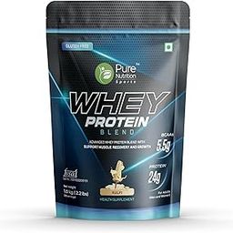 Pure Nutrition Whey Protein Blend (Isolate + Concentrate), 24g Protein, 5.5g BCAA per Serving | Supplement Powder for Men & Women for Muscle Recovery & Growth, Kulfi Flavour, 1Kg Pouch, 30 Servings-image-38