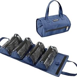 SHOPOFLUX PVC Makeup Pouches | Cosmetic Bags | Toiletry Kits Organizer For Travel With Handle (Blue, 18 Cm)-image-49