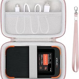 Hard Carrying Case for Solis 5G WiFi Mobile Hotspot for Travel, Local and International Coverage Router, Protective Cases Bag with Mesh Bag for USB Cable and Accessories, Rose Gold+ Grey-1