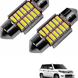 Asryd Car Interior 12 SMD Extremely Bright Dome LED Interior Roof Light Reading Bulb Lamp For Mahindra Bolero Neo (5W, White, 2 Pcs)-4