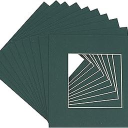 CountryArtHouse Forest Green Acid Free 12x12 Square Picture Frame Mat with White Core Bevel Cut for 8x8 Pictures - Fits 12x12 Frame - Pack of 10 Matboards-image-112