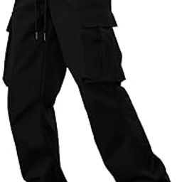 Men's Casual Techwear Drawstring Cargo Pants Hiphop Baggy Pants (2024)-image-4
