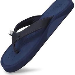 Women Comfort Flip Flops with Natural Rubber Sole, Anti-Slip Outsole, Navy Blue-image-120